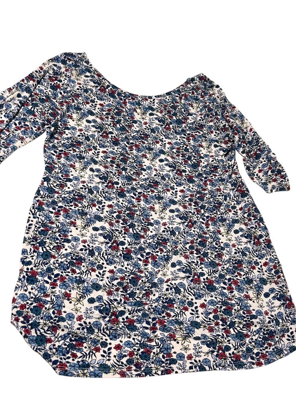 EUC - Motherhood Maternity Scoop Neck Top - Size Large, White Floral